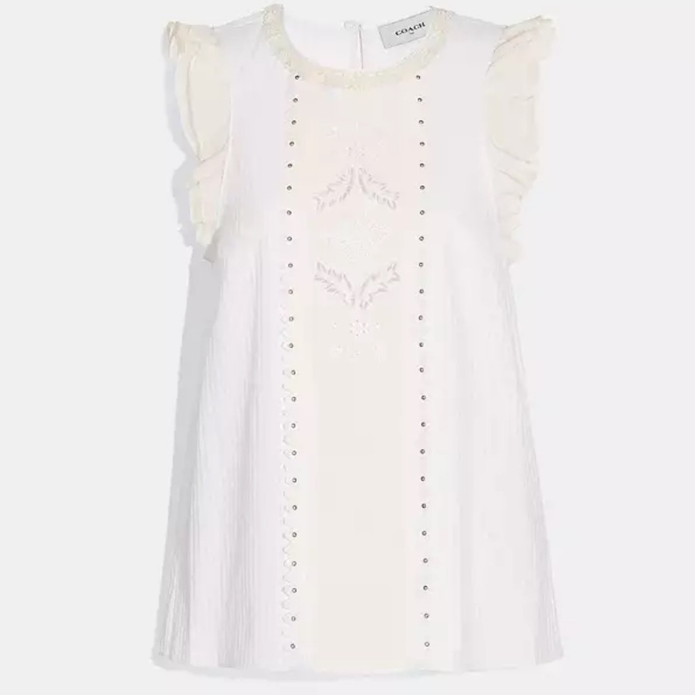 NWT COACH Cream Top With Studs Size 4